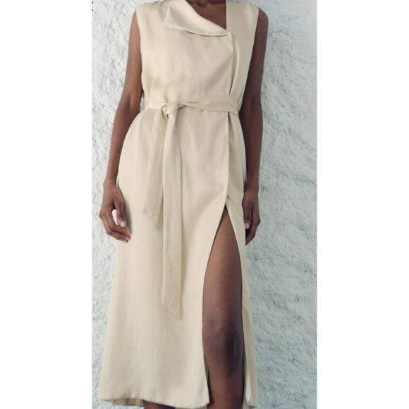 Nwt- Zara DRESS WITH PLEATED BACK ZW COLLECTION-XS - Picture 1 of 8